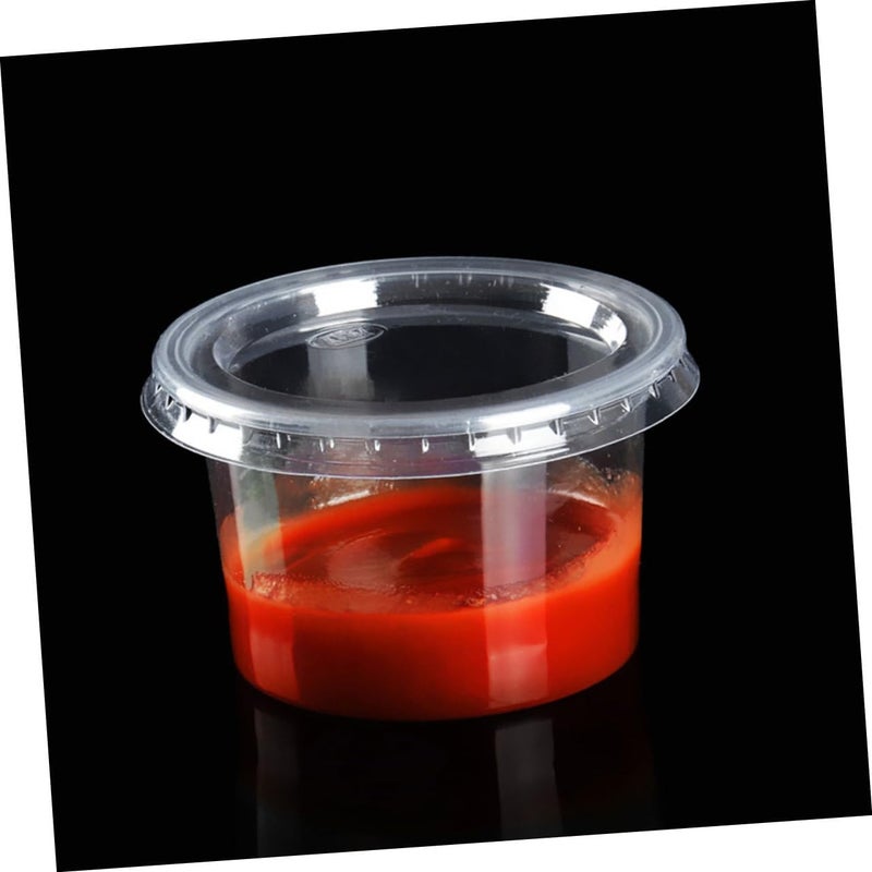 100pcs 100ml Sauce Cups with Lids Portable Condiment Containers for Takeaway and Home Use Souffle Dipping Sauce Bowls - Image 5
