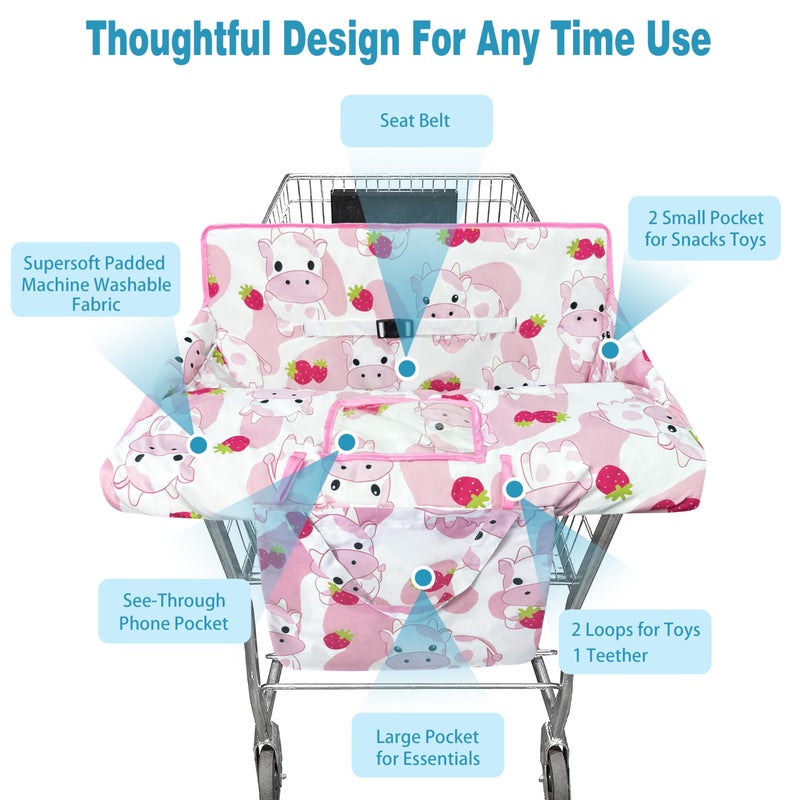 gxfcymxbd Shopping Cart Cover for Baby,2-in-1 High Chair Cover Soft,Portable, and Machine Washable,Comfortable Cotton Seat Pad with Safety Harness and Portable Cloth Bag,Fits All Supermarkets and Restaurants - Image 3