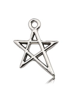 Vintage Diy Handmade Alloy Jewelry Accessories Star Hollow Out Pentagram Meteor Necklace Earrings Pendant Hanging Ornament 12135-ancient silver star 0.5g-13x18mm