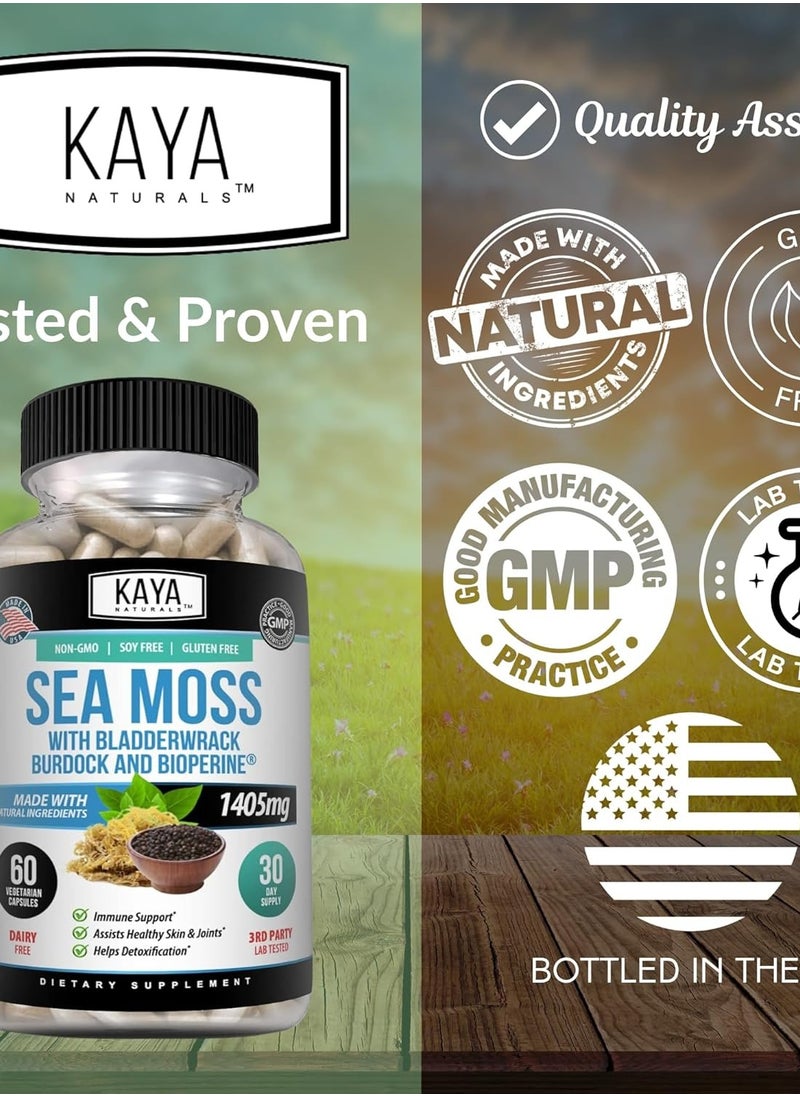 Kaya Naturals - Kaya Naturals Sea Moss | Joint Supplement for Men and Women | with Organic Burdock Root, Irish Moss, Bladderwrack, and BioPerine | for Joint Health and... - Image 1
