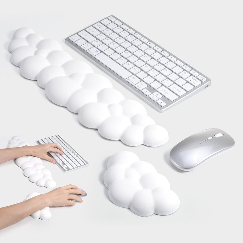 X spring Keyboard Cloud Wrist Rest, Ergonomic Memory Foam Mouse Pad, Cute Keyboard Gaming Wrist Rest To Ease Typing Pain, Anti Slip Keyboard Pad, Suitable For Home Office, Studying, Gaming - Image 1
