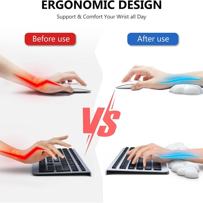 X spring Keyboard Cloud Wrist Rest, Ergonomic Memory Foam Mouse Pad, Cute Keyboard Gaming Wrist Rest To Ease Typing Pain, Anti Slip Keyboard Pad, Suitable For Home Office, Studying, Gaming - Image 4