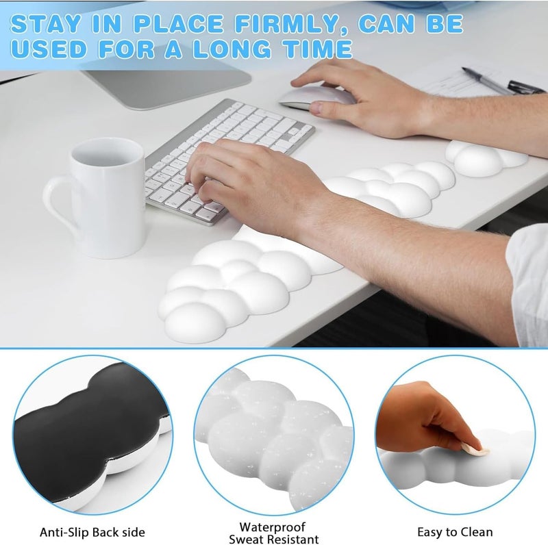 X spring Keyboard Cloud Wrist Rest, Ergonomic Memory Foam Mouse Pad, Cute Keyboard Gaming Wrist Rest To Ease Typing Pain, Anti Slip Keyboard Pad, Suitable For Home Office, Studying, Gaming - Image 2
