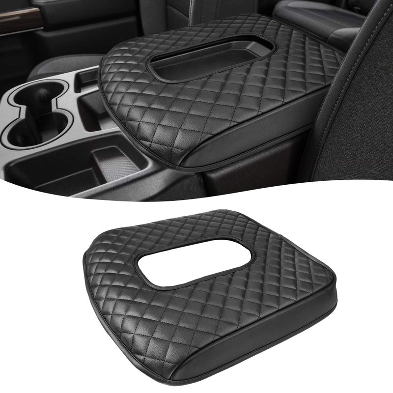 KBH Center Console Armrest Cover for GMC Sierra Chevy Silverado 1500 2500 3500 20192026 Middle Console Lid Protector Middle Cut Vinyl Leather Black Fits Jump Seat Console Only - Image 2