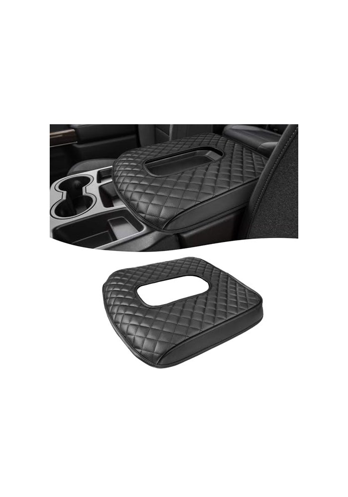 KBH Center Console Armrest Cover for GMC Sierra Chevy Silverado 1500 2500 3500 20192026 Middle Console Lid Protector Middle Cut Vinyl Leather Black Fits Jump Seat Console Only - Image 1