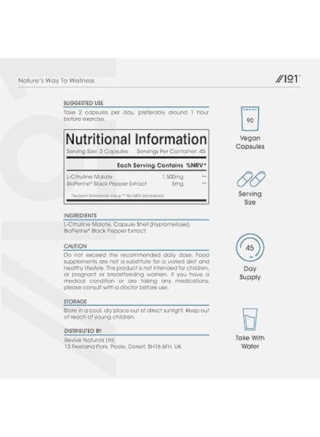 ALPHA01 L-Citrulline Malate 1500 mg – Supports Energy, Endurance & Muscle Performance, 90 Capsules - Image 2