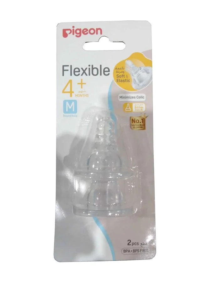 بيجون Peristaltic Silicon Nipple M Size 2 Pieces Clear