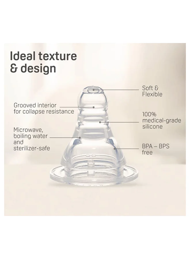 بيجون Peristaltic Silicon Nipple M Size 2 Pieces Clear