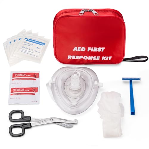 Medarchitect AED First Kit with CPR, Gloves, Razor, Scissors, Gauze Pads, and Cleansing Wipes for AED Training - Image 1