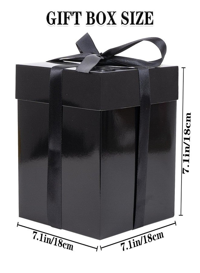 Jaywayang 5 Pack Black Gift Boxes with Lids, Ribbons and Tissue Papers Square Gift Boxes - 7.1 Inch - Birthday, Wedding, Presents Wrapping, Father's Day, Valentine's Day Decoration Party Favor Boxes. - Image 2