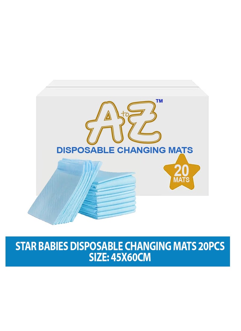 A TO Z A to Z - Disposable Changing Mat size (45cm x 60cm) Large- Premium Quality for Baby Soft Ultra Absorbent Waterproof - Pack of 20 - Blue  - Image 2