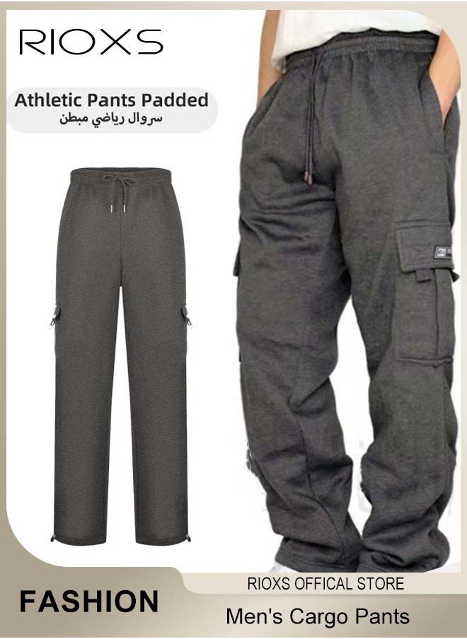 RIOXS - Men's Cargo Pants, Relaxed Fit Drawstring Elastic Waist Joggers, Comfy Hiking Sweatpants For Men, Breathable Sports Athletic Trousers With Multiple Pockets, Stretch Loose Trousers For Go-out Travel Or Daily Wear - Image 1