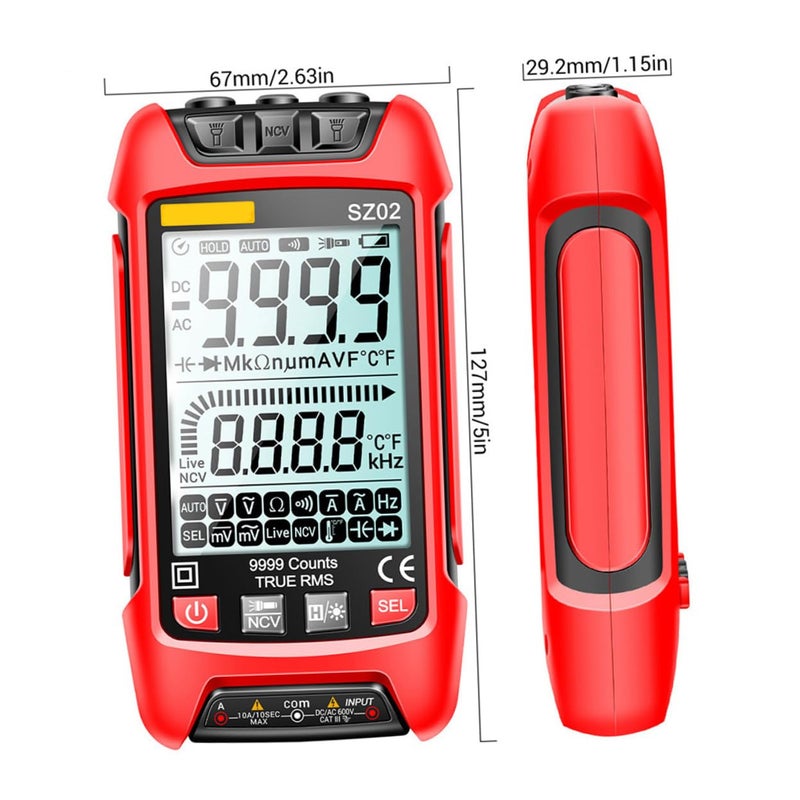 High Definition Pen Style Multimeter With NCV Sensor Voltage Resistance Capacitance Frequency Temperature Tester Compact Design Red - Image 3
