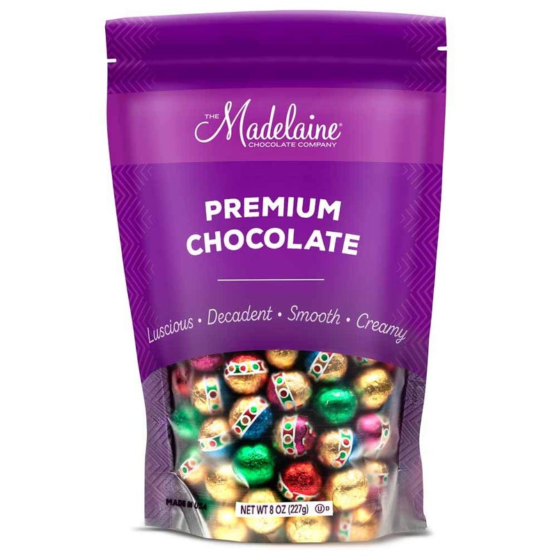 كرات الشوكولاتة بالحليب الفاخرة زينة عيد الميلاد ماديلين - مغلفة بورق العطلات الإيطالي - رائعة كهدايا للحفلات/جرار الحلوى - زينة بالحليب - Image 3