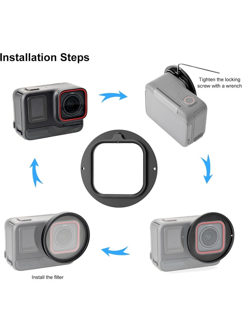 PULUZ PULUZ Lens Filter Kit for Insta360 Ace Pro 52mm Filter Adapter Ring Aluminum Alloy Lens Frame UV Lens Cap Protection Cover for Insta360 Ace Pro Action Camera Accessories  - Image 5