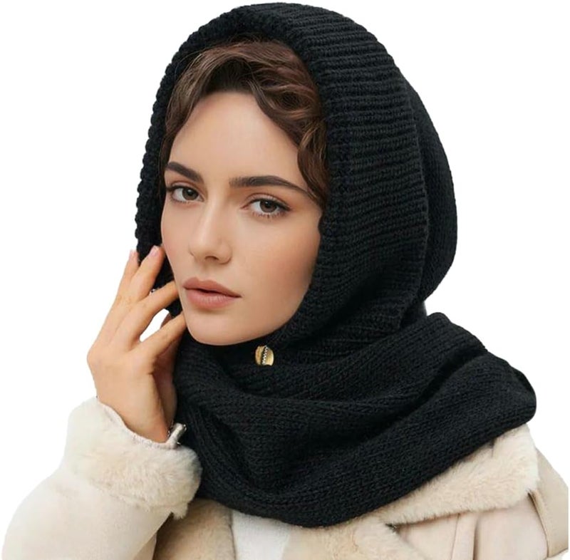 Upbull مجموعة أغطية الرأس والأوشحة من Upbull Fuzzy Balaclava للنساء، تجمع بين غطاء الرأس والوشاح في منتج واحد، مناسبة لفصل الشتاء. - Image 1