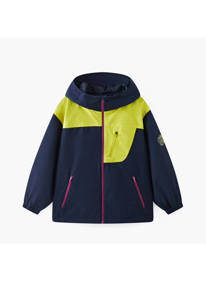 Mqd Kids Colorblock Jacket  Autumn New Boys Girls Hooded Windproof Waterproof Outdoor Coat - Image 4