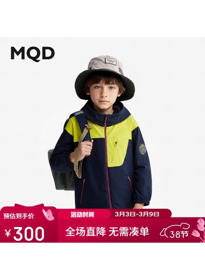 Mqd Kids Colorblock Jacket  Autumn New Boys Girls Hooded Windproof Waterproof Outdoor Coat - Image 1