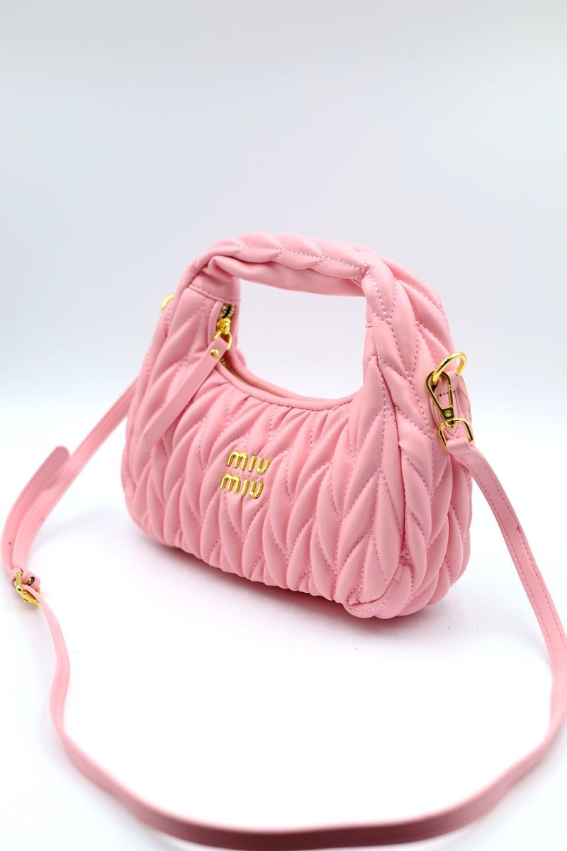Miu Miu MIU Wander nappa leather hobo Shoulder Bag With Crossbody Strap Zip Closure  - Image 3