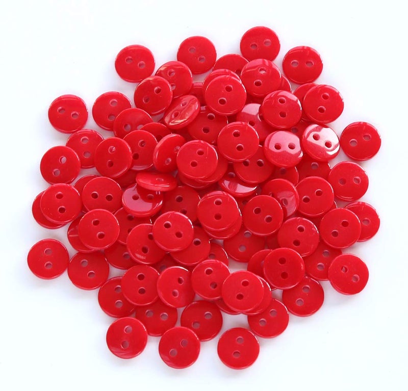 GANSSIA 1132 Inch Very Small Button 9mm Tiny Size Sewing Flatback Resin Buttons Color Red Pack of 500 Pcs
