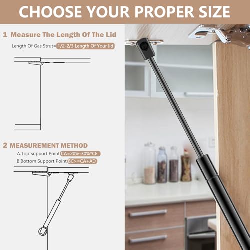 Dekalaii 2 Pcs Gas Struts 17 Inch 45 lbs Prop Shock Lift Springs Rod Struts for Truck Cap Camper Shell Tonneau Cover Lift Support Truck Pickup Large Outdoor Box Lid Trap Door C16-04270 C1604270 - Image 2