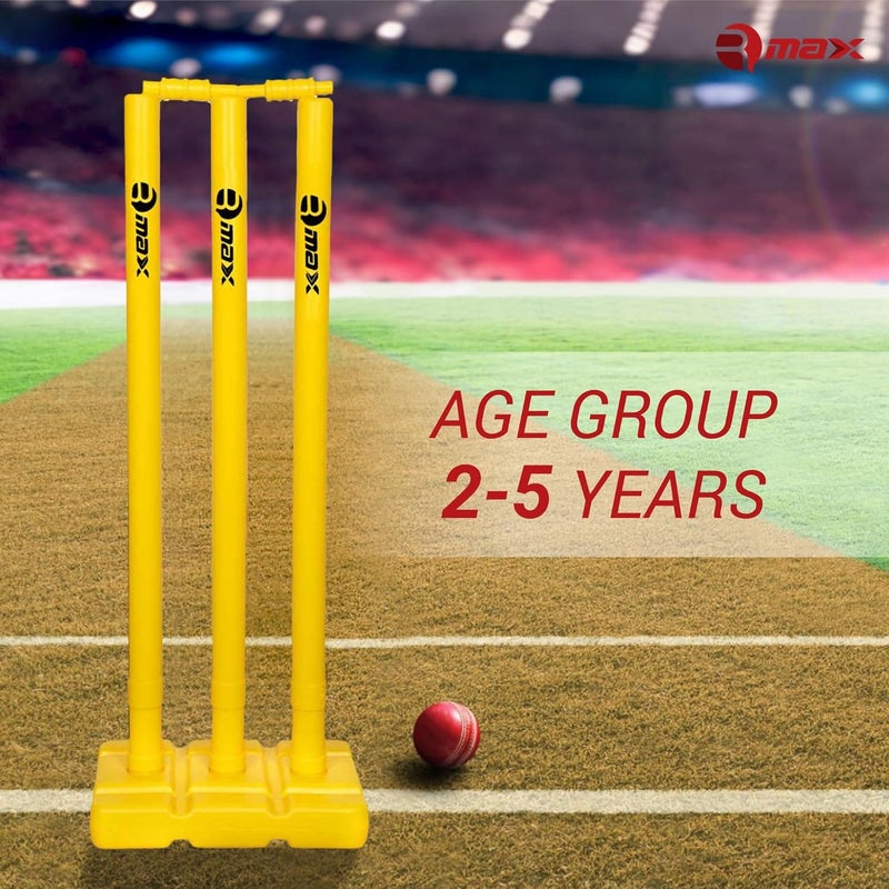 RMAX Plastic Cricket kit for Tennis, Rubber & Wind Ball All Age Groups and Sizes (1 Cricket Bat, 3 Wickets, 1 Base, 2 Bails, 1 Wind Ball, 1 Kit Bag) (Size 1 for Age Group 2-5 Years) - Image 2