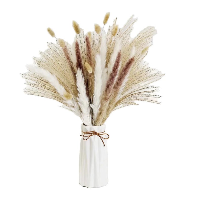 Bluejw Natural Dried Flowers Bouquet - Eucalyptus, Billy Balls, Pampas Grass - Preserved Plants for Home, Wedding Decor & Easter - Image 1