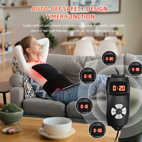 feangli Red Infrared Light Therapy for Body Large 19.8" x 12" Infrared Heating Pad Wrap for Back Waist Shoulder Knee Feet Joints Pain Relieve, Diminish Inflammation, Ideal Gift - Image 5