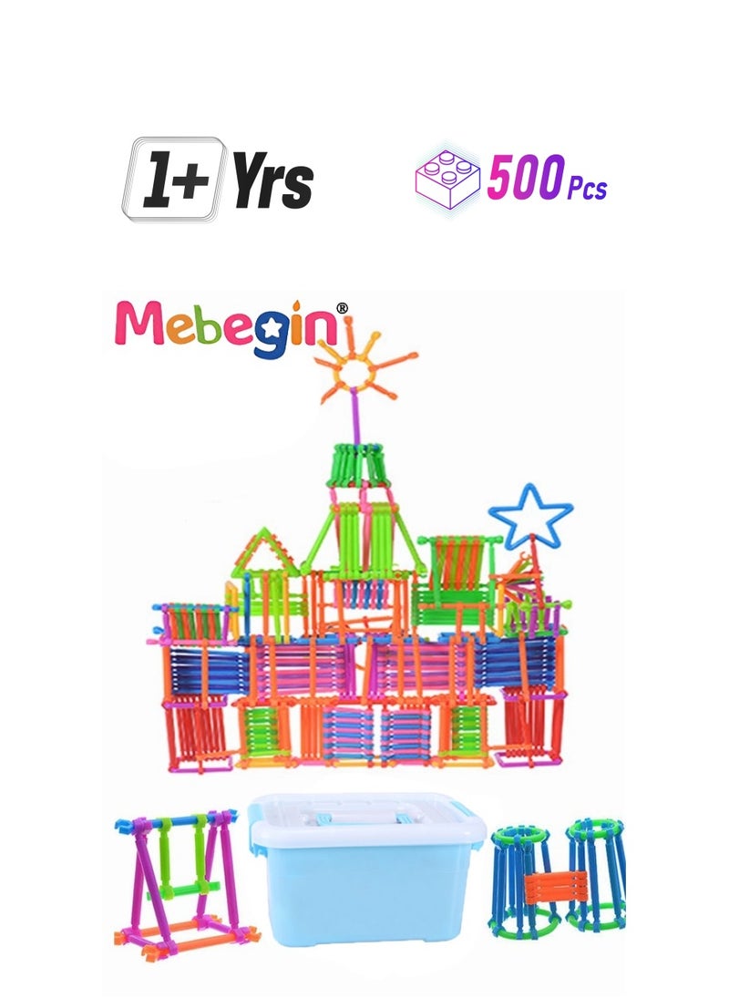 MEBEGIN - 500PCS Building Blocks Set with Storage Box, Colorful Building Toys, Educational Learning Toys, DIY Interlocking Connecting Kit, Creative STEM Toy, Good Helper for Parent-child Entertainment, Ideal Gift for Kids - Image 1