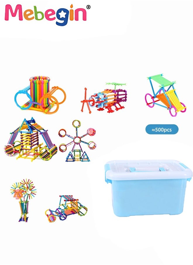 MEBEGIN - 500PCS Building Blocks Set with Storage Box, Colorful Building Toys, Educational Learning Toys, DIY Interlocking Connecting Kit, Creative STEM Toy, Good Helper for Parent-child Entertainment, Ideal Gift for Kids - Image 1
