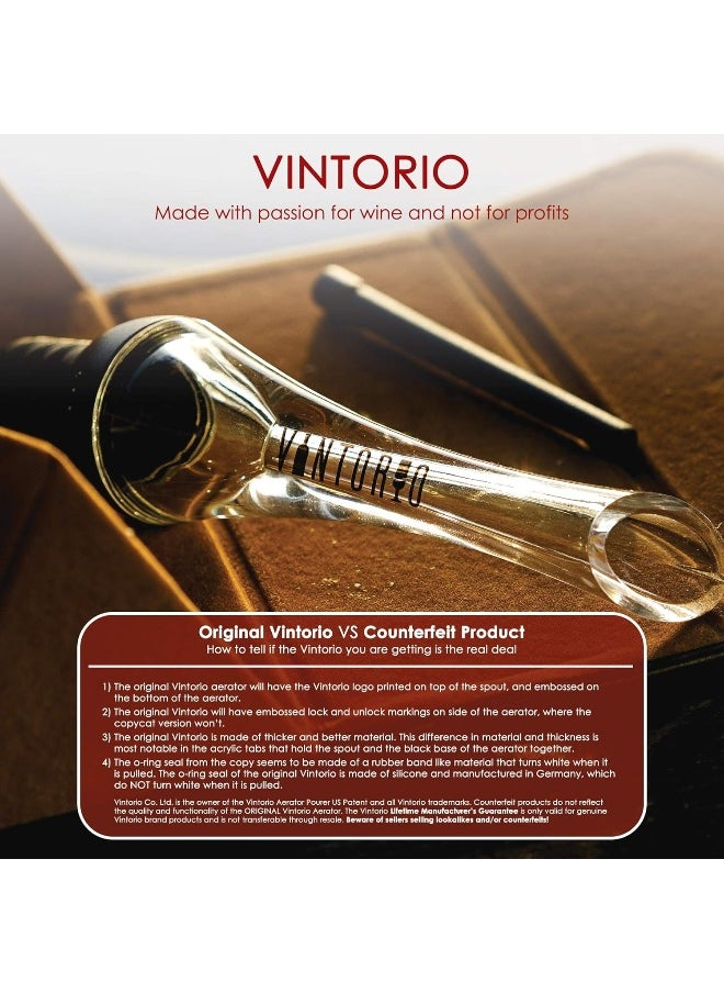 Vintorio - Vintorio Wine Aerator Pourer - Premium Aerating Pourer and Decanter Spout (Black) - Image 1