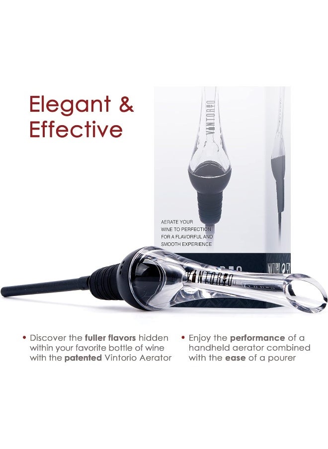 Vintorio - Vintorio Wine Aerator Pourer - Premium Aerating Pourer and Decanter Spout (Black) - Image 1