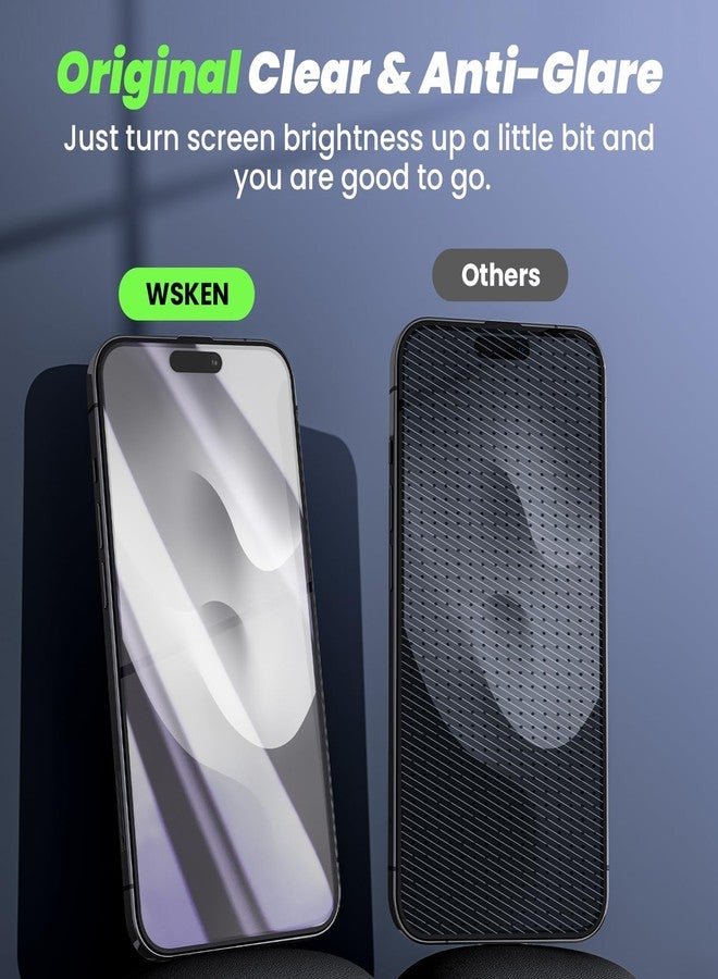 WSKEN for iPhone 15 Pro Privacy Screen Protector [24°Anti Spy][Zero Bubble][Auto Dust-Remove] Anti Glare Full Coverage Tempered Glass Diamonds Hard HD Anti Peep Film - 2 Pack - Image 5