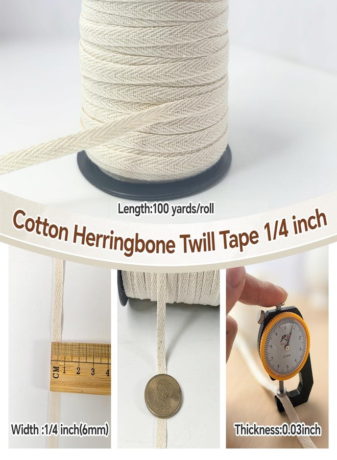 PAMIR TONG 1/4 Inch Natural White Cotton Herringbone Webbing Tape - 100 Yards Bulk Roll for Gift Wrapping, Tags, Bias Binding, Sewing, Book Binding, Handles for DIY Crafts, Clothing & Packaging - Image 2