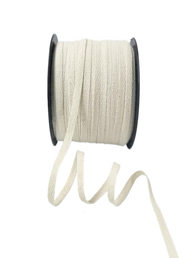PAMIR TONG 1/4 Inch Natural White Cotton Herringbone Webbing Tape - 100 Yards Bulk Roll for Gift Wrapping, Tags, Bias Binding, Sewing, Book Binding, Handles for DIY Crafts, Clothing & Packaging - Image 1