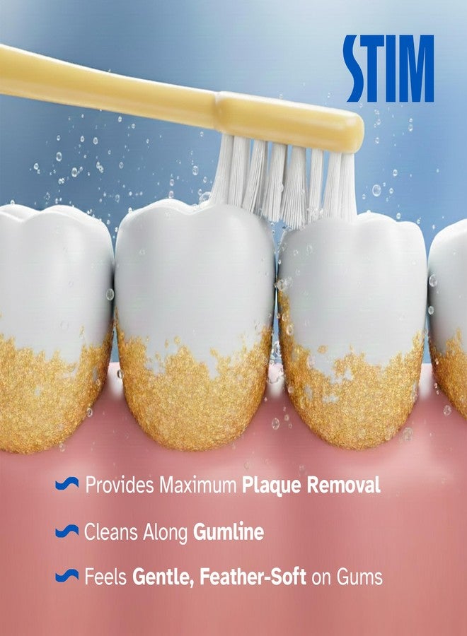 STIM Plus Toothbrush | 4,500+ Ultra-Soft Bristles | Tapered Tips for Sensitive Teeth | Gentle on Gums & Enamel | Adults | Mixed Colors | Toothbrush + Interdental Brush - Pack of 3 - Image 4