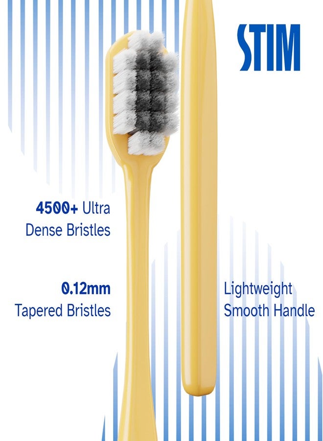STIM Plus Toothbrush | 4,500+ Ultra-Soft Bristles | Tapered Tips for Sensitive Teeth | Gentle on Gums & Enamel | Adults | Mixed Colors | Toothbrush + Interdental Brush - Pack of 3 - Image 3