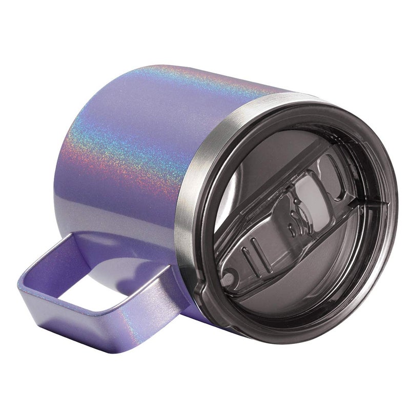 ALOUFEA 12oz Stainless Steel Insulated Coffee Mug with Handle  Double Wall Vacuum Travel Mug  Tumbler Cup with Sliding Lid  GLITTER LAVENDER - Image 2