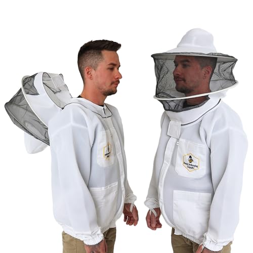 FOREST BEEKEEPING SUPPLY Forest Beekeeping Supply Ventilated Beekeeping Jacket with Round Veil HeavyDuty YKK Brass Zippers Lightweight Breathable Airmesh Fabric Comfortable Protective Bee Safety Gear  Small 