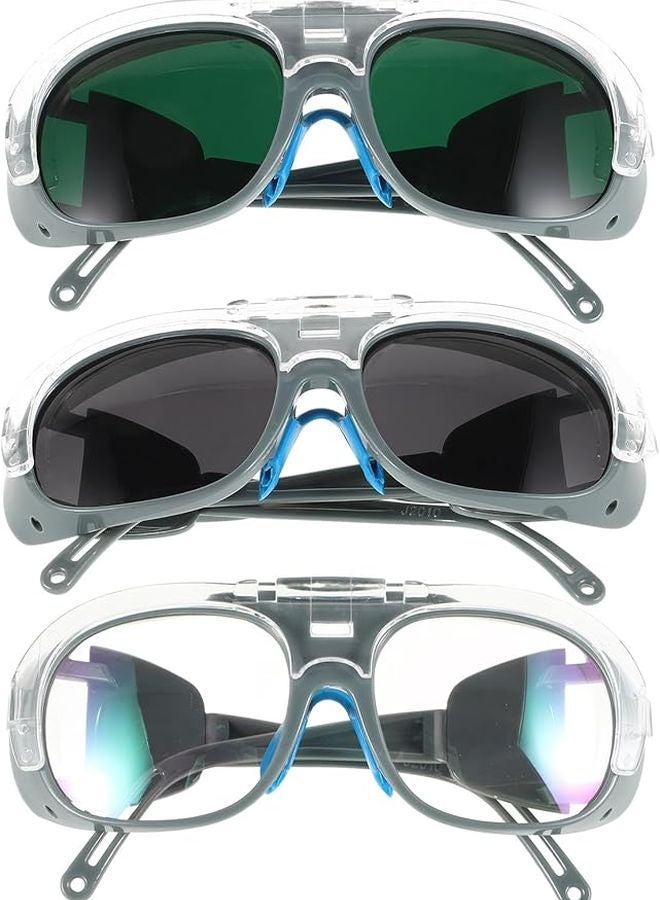 نظارات لحام واقية مع عدسات سوداء ورمادية للاستخدام الصناعي - Image 1