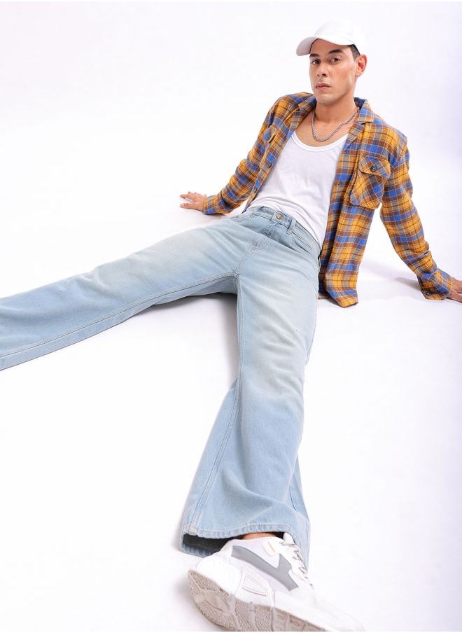 The Indian Garage Co - Men Bootcut Loose Fit Solid Mid-Rise Jeans - Image 1