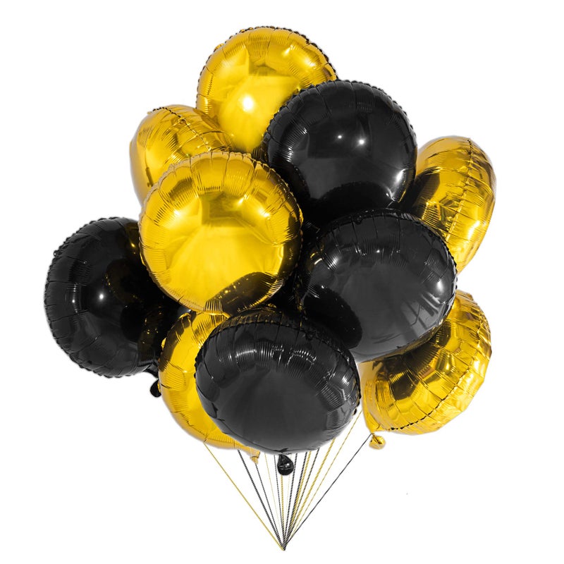 Black Gold Foil Mylar Round Balloons 20 pcs 18 Inch Metallic Party Balloons for Baby ShowerGraduation Wedding Engagement Party Decoration18 Inch 20pcs