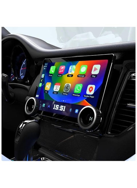 10-Inch Car Display Screen, 2GB RAM + 32GB Storage, Dual Knobs, HD 1280x720, CarPlay & Android Auto, Parking Camera Support, GPS, Steering Wheel Control, Android 14, Includes Frame & Connection Cables
