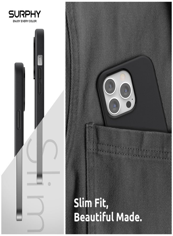 SURPHY Faux Leather Designed for iPhone 14 Pro Case with Screen Protector (6.1 inch), Metallic Buttons & Microfiber Lining Leather Phone Case for 14 Pro, Black - Image 5