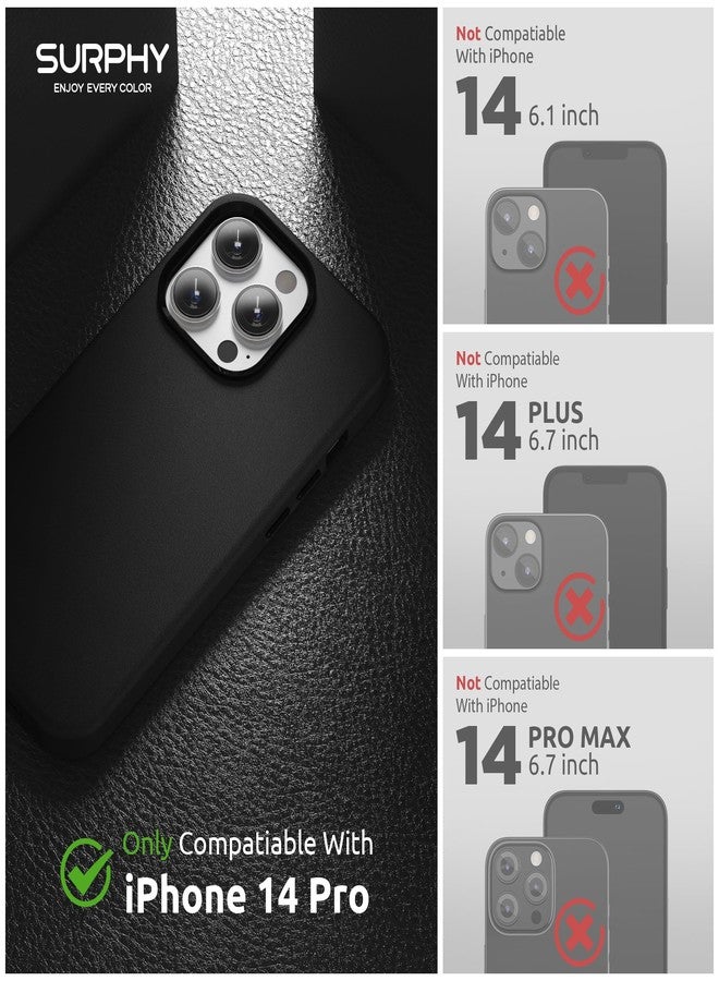 SURPHY Faux Leather Designed for iPhone 14 Pro Case with Screen Protector (6.1 inch), Metallic Buttons & Microfiber Lining Leather Phone Case for 14 Pro, Black - Image 2