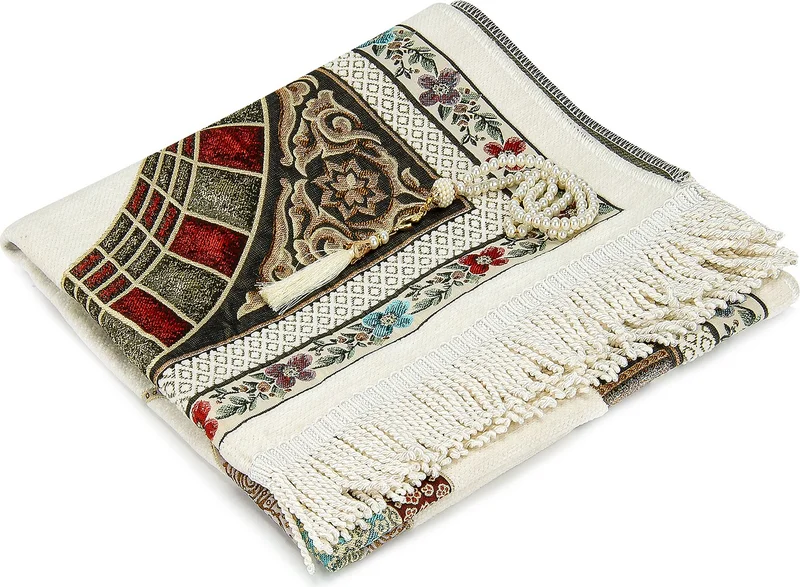 ايهفان اونلاين Ottoman Belt Mihrab Tulip Motif Chenille Prayer Rug White