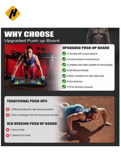 HuHa Push Up Board 9 in 1 Home Workout Equipment Multi-Functional Pushup Bar System Fitness Floor Chest Muscle Exercise Professional Equipment Burn Fat Strength Training Arm  - Image 5