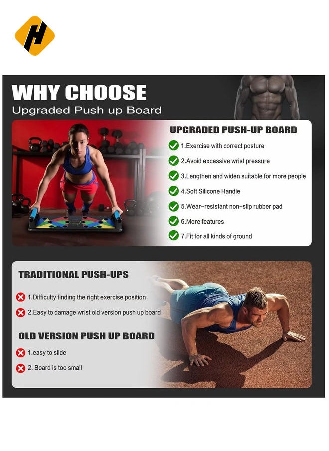 HuHa Push Up Board 9 in 1 Home Workout Equipment Multi-Functional Pushup Bar System Fitness Floor Chest Muscle Exercise Professional Equipment Burn Fat Strength Training Arm  - Image 5