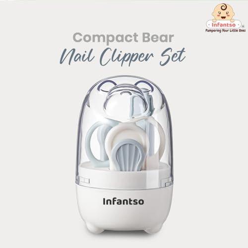 Infantso (4-in-1) Baby Grooming Kit for Newborns & Toddlers (0–3 Years) | Nail Grooming Kit for Baby - Manicure Set with Kids Nail Clipper, Scissor, Filer & Nasal Tweezer | Baby-Safe Rounded Edges | Compact Travel Case - Image 3