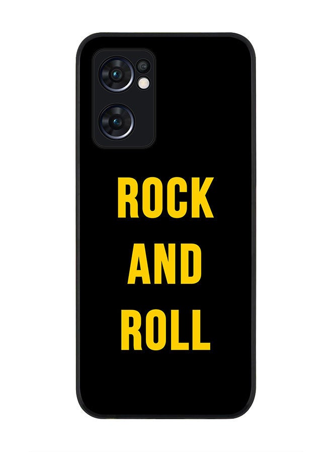 Rugged Black edge case for Oppo Reno7 5G  Slim fit Soft Case Flexible Rubber Edges Anti Drop TPU Gel Thin Cover - Rock and Roll